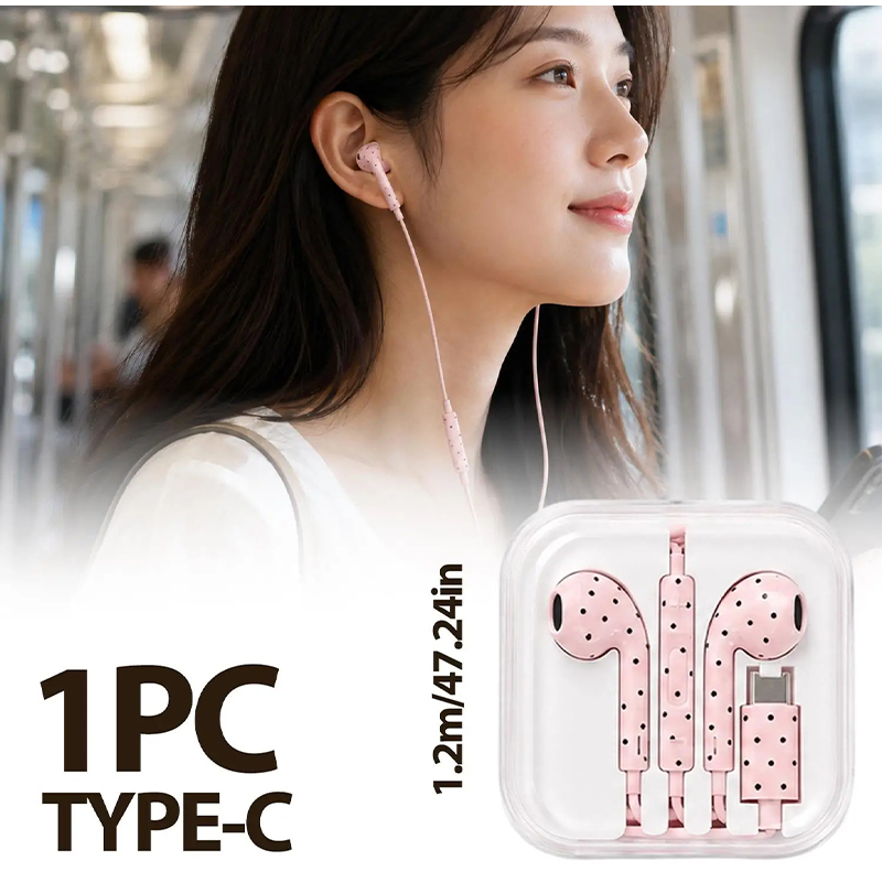 Type C Earphones Polka Dot Sta - Usb C Earphone 评论和价格