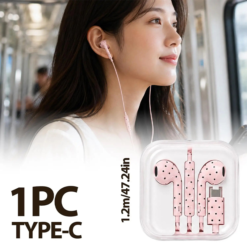Cute Polka-dot Star Type C Ear - Usb C Earphone 评论和价格